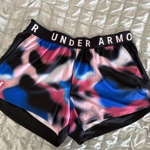 Under Armour Women's Black and Blue Athletic Shorts